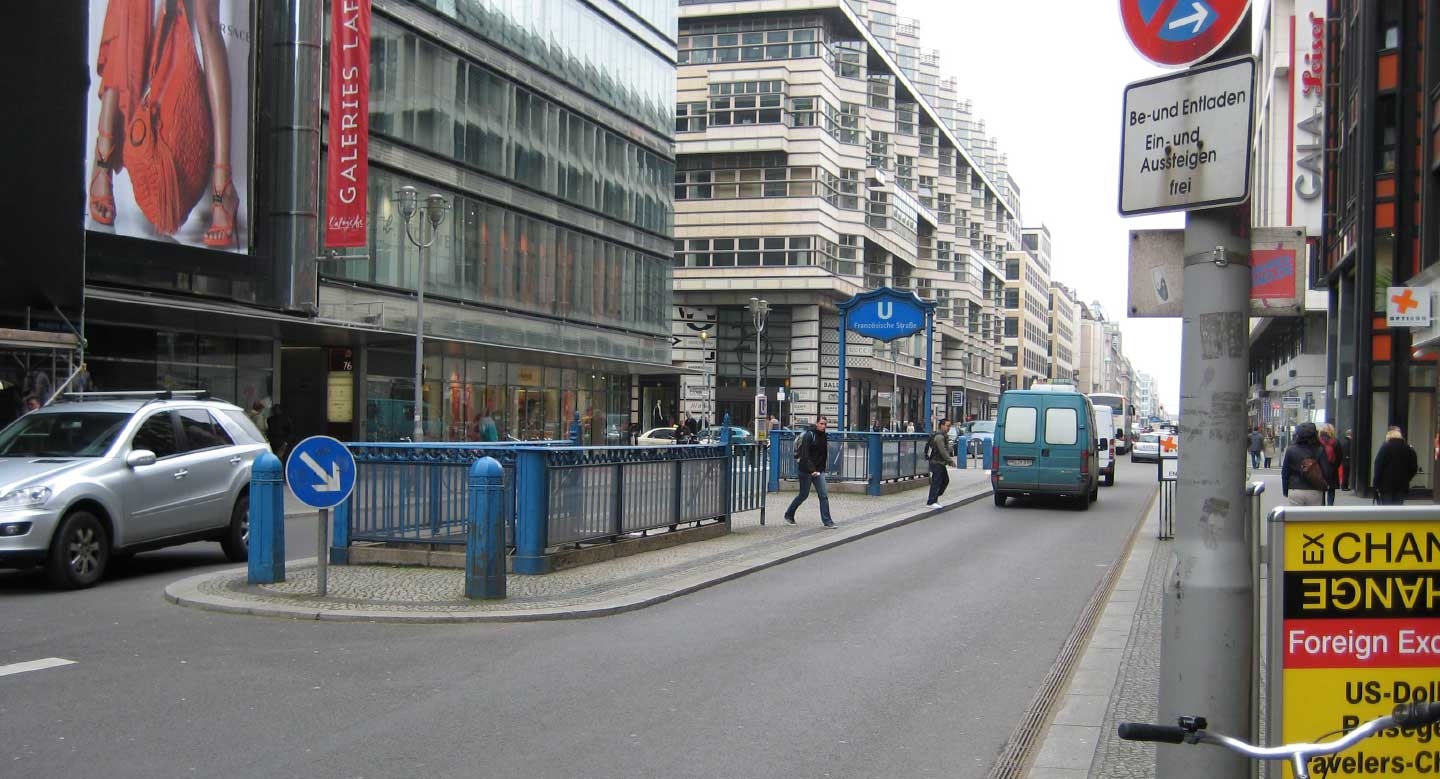 Französische Straße U-Bahn station on Friedrichstrasse, Berlin.